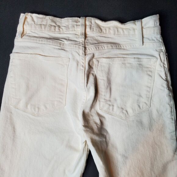 Frame Women Size 24 Le High Straight Jean Raw Stagger Hem Distressed White - Picture 4 of 9